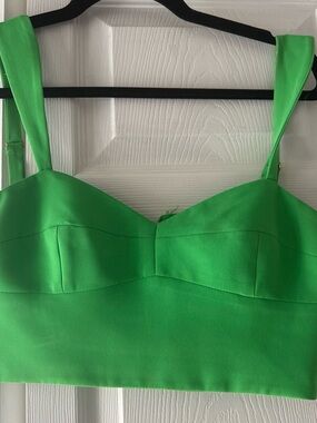 Amanda Uprichard Green Cropped Bustier Top